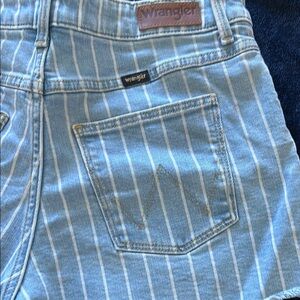 Wrangler Blue Striped Denim Shorts